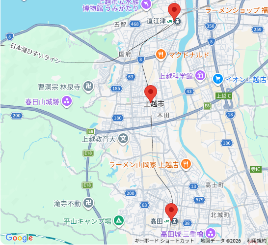 上越市の高田・直江津・春日山マップ
