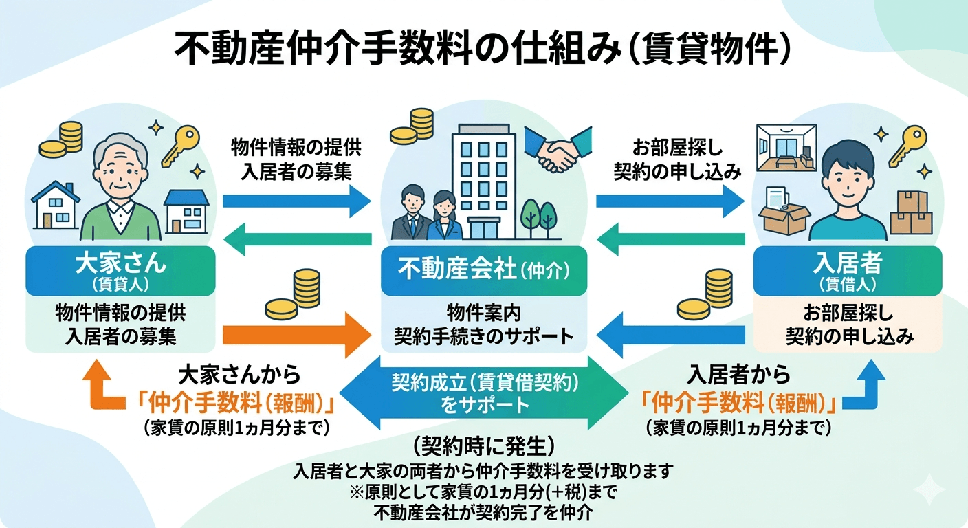 上越市不動産仲介手数料賃貸の仕組み画像